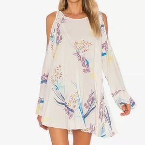 Free People Clear Skies Cold Shoulder Tunic Top Dress in Neutral Small